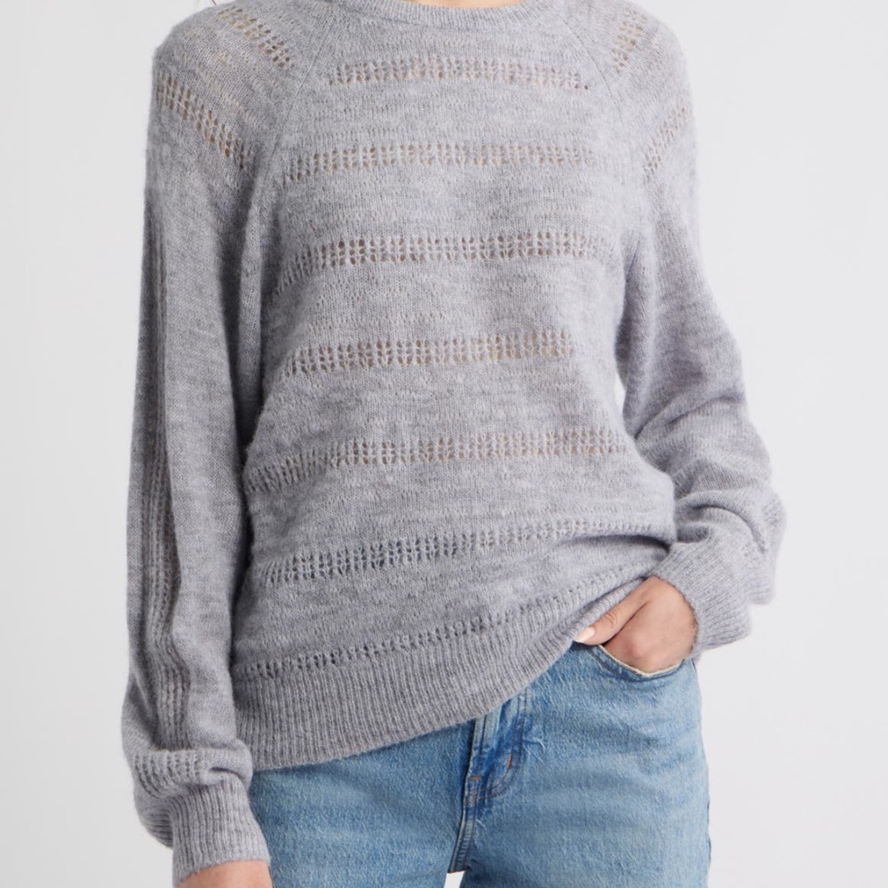 Treasure & Bond Pointelle Raglan Sleeve Sweater